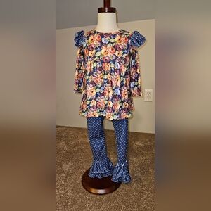 Floral and Polka Dot Kids Matching Set